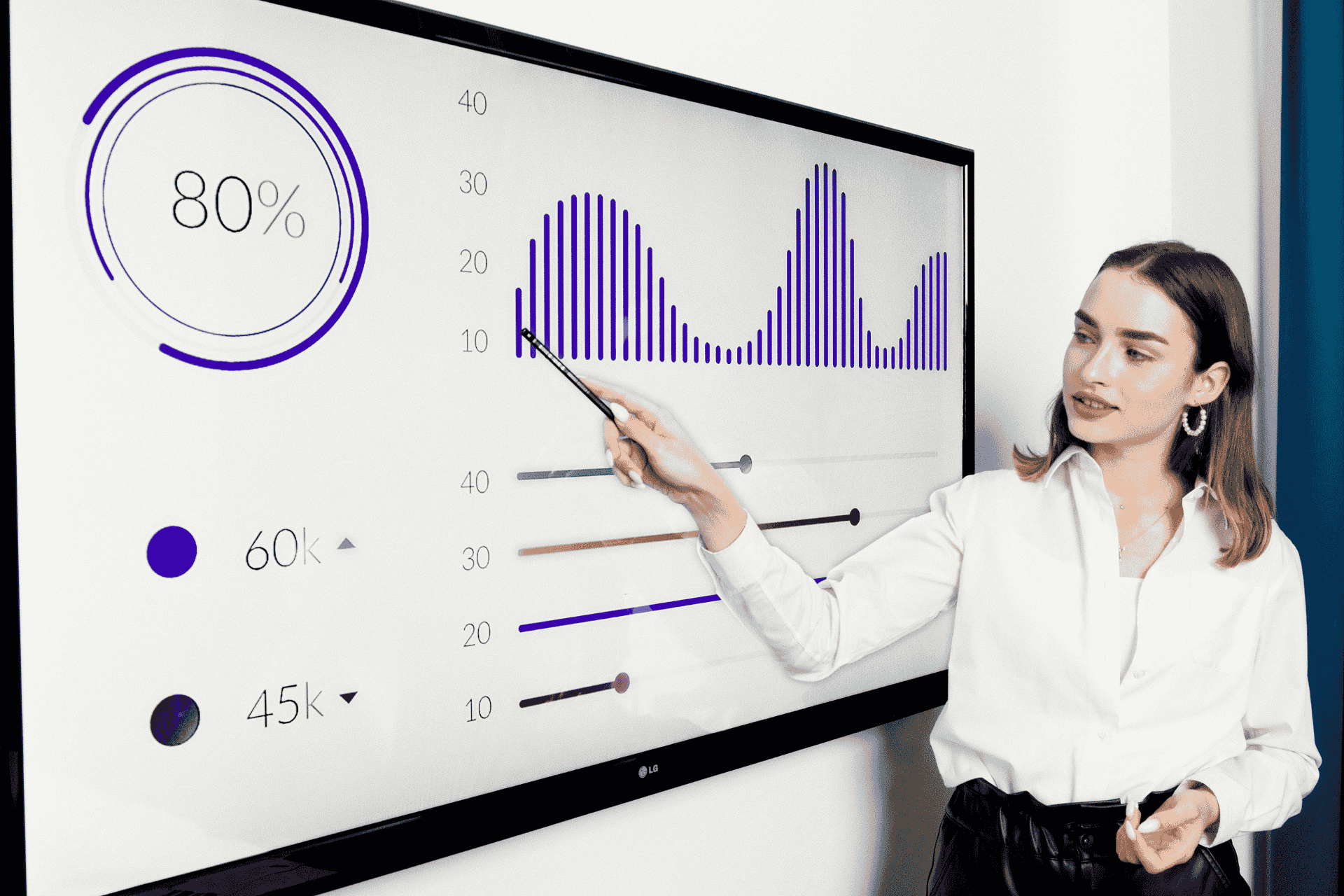 Business Woman hält eine Präsentation