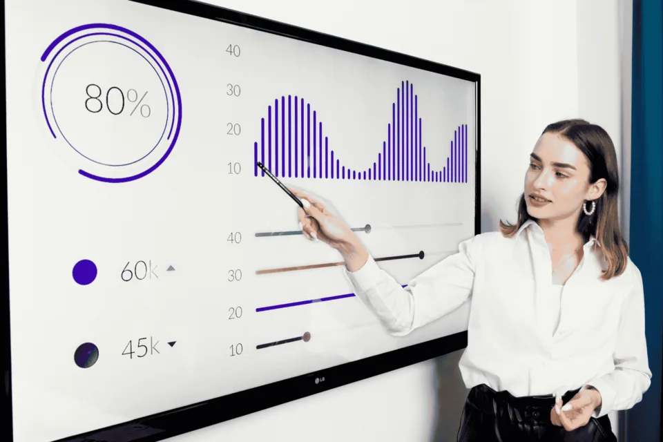 Business Woman hält eine Präsentation