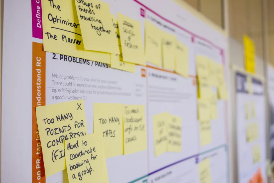 Plan im IT-Projektmanagement kommentiert mit Post-its