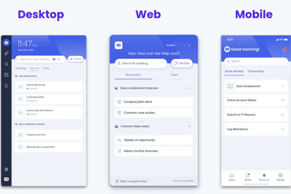 WalkMe Menu auf unterschiedlichen Devices
